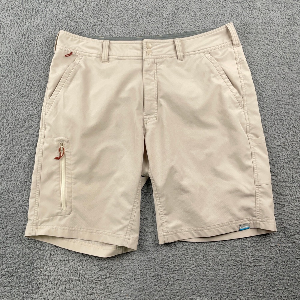 Simms Shorts Mens 34 Tan Solarflex Fishing Performance Cargo Hiking Outdoor